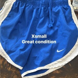 Nike Royal Blue and White Women's Running Shorts